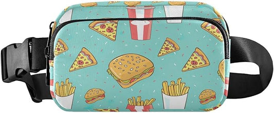 Funny Hamburger French Fries Fanny Pack for Women Men Water Resistant Fashion Waist Packs with Adjustable Strap Belt Bag for Travel Workout Jogging Hiking 21220317