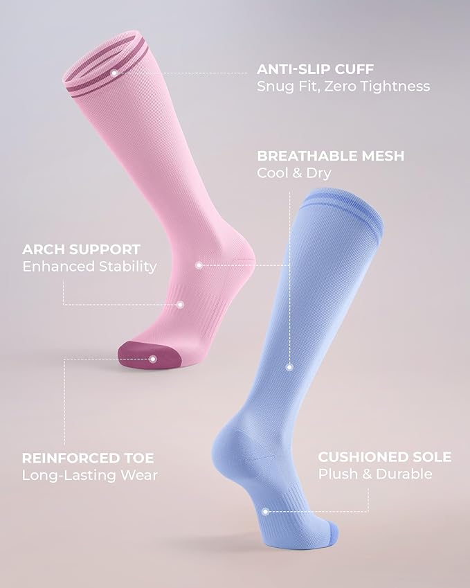 FITRELL 4 Pairs Compression Socks for Women & Men, 15-20mmHg Circulation Support for Athletic Travel Daily Wear