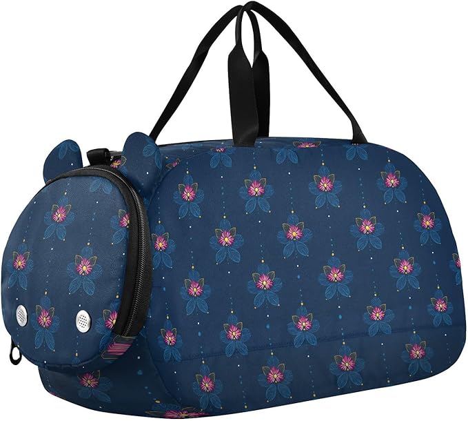 Flor De Mayo Midnight Blue Kids Cute Gym Bag with Shoes Compartment Multifunctional Sport Gym Tote Bags for Beach Swim Bags Pool Sports bolsa para hombre