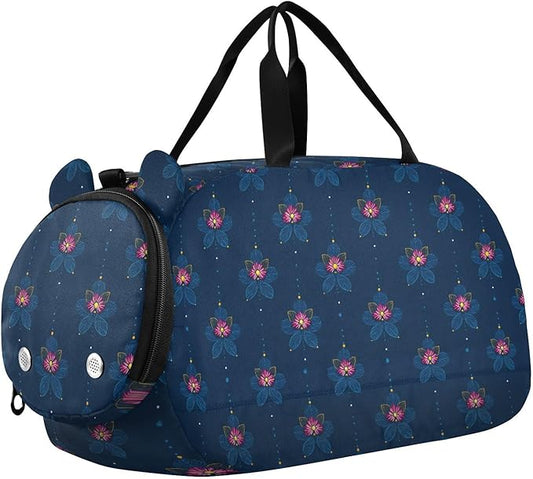 Flor De Mayo Midnight Blue Kids Cute Gym Bag with Shoes Compartment Multifunctional Sport Gym Tote Bags for Beach Swim Bags Pool Sports bolsa para hombre