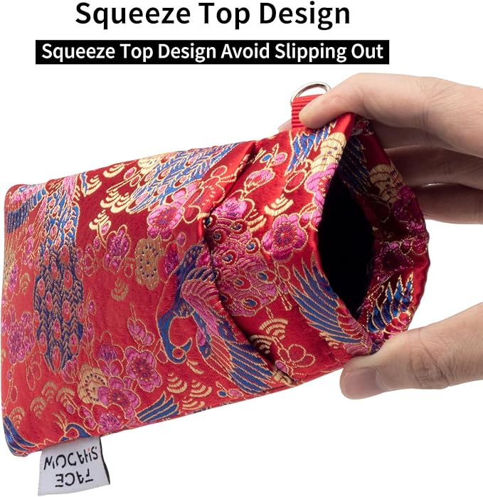 Face Shadow Double Glasses Case Soft Eyeglass Case For Women Men Squeeze Top Sunglasses Case With Cleaning Cloth
