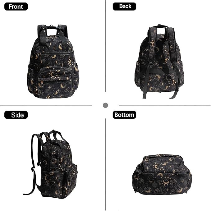 Diaper Bag Backpack, Large Capacity Multifunction Baby Essentials Fashion Travel Pack Linen Canvas office Laptop Bag (Corduroy Black Moon)