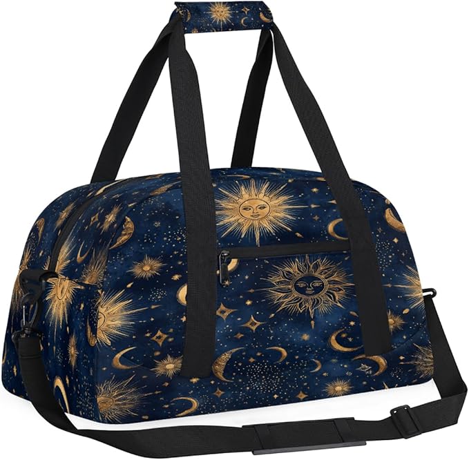 Kids Duffle Bag Girls Boys Bohemian Starry Sky Suns Moon Stars Weekender Overnight Bag,Lightweight Duffel Bags for Traveling Gym Sport Dance