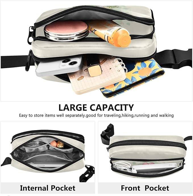 Kawaii Teacup Frog Heart Balloon Fanny Pack for Women Men Water Resistant Fashion Waist Packs with Adjustable Strap Belt Bag for Travel Workout Jogging Hiking 21219095