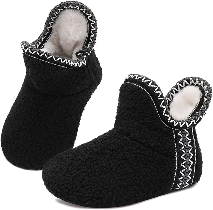 LeIsfIt Toddler Slippers Boys Girls Cozy Warm House Shoes Kids Non-slip Winter Slipper Booties Slip on Plush Lining Sock Slippers