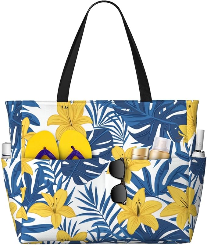 Beach Tote Bag for Women Beach Bag Waterproof and Sandproof Tote Bag with Wet Bag Large Travel Bag for Weekend Travel