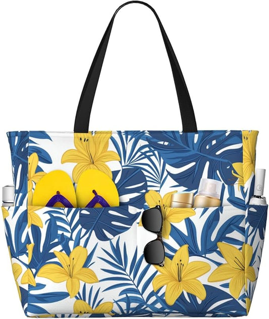Beach Tote Bag for Women Beach Bag Waterproof and Sandproof Tote Bag with Wet Bag Large Travel Bag for Weekend Travel