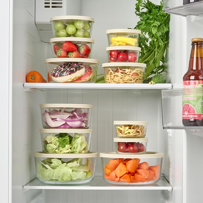 DURA LIVING 12-Piece Glass Food Storage Containers Set (6 Containers + 6 BPA-Free Lids) | 2-Cup, Leakproof | Microwave, Freezer, Oven & Dishwasher Safe | Ideal for Meal Prep & Pantry Organization