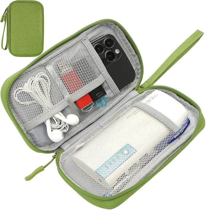 Electronics Organizer Travel Case, Travel Cable Organizer Bag Pouch Electronic Accessories Carry Case Waterproof Electronic Bag for Cable, Cord, Charger, Power Bank, Earphone (Green)