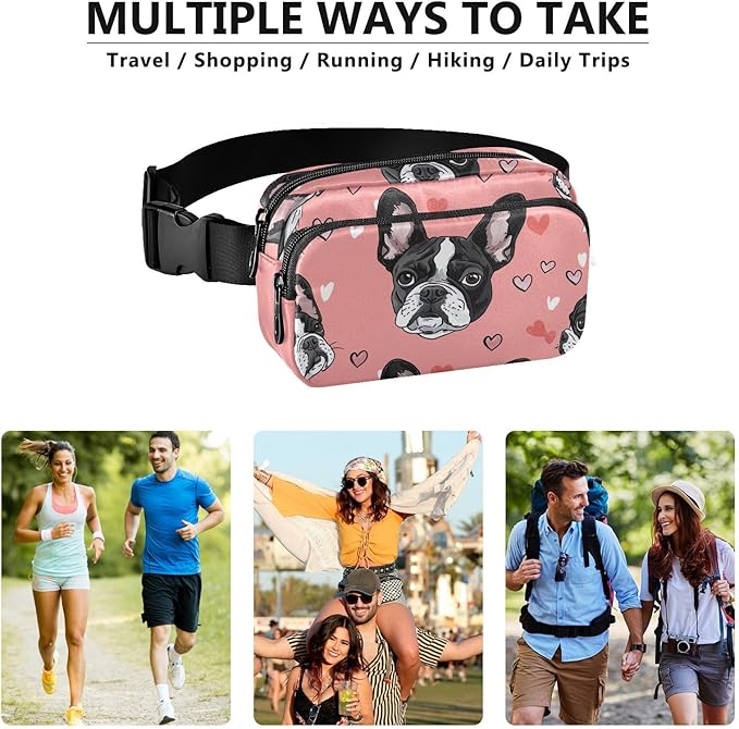Kawaii French Bulldog Fanny Pack for Women Men Water Resistant Fashion Waist Packs with Adjustable Strap Belt Bag for Travel Workout Jogging Hiking 21219034