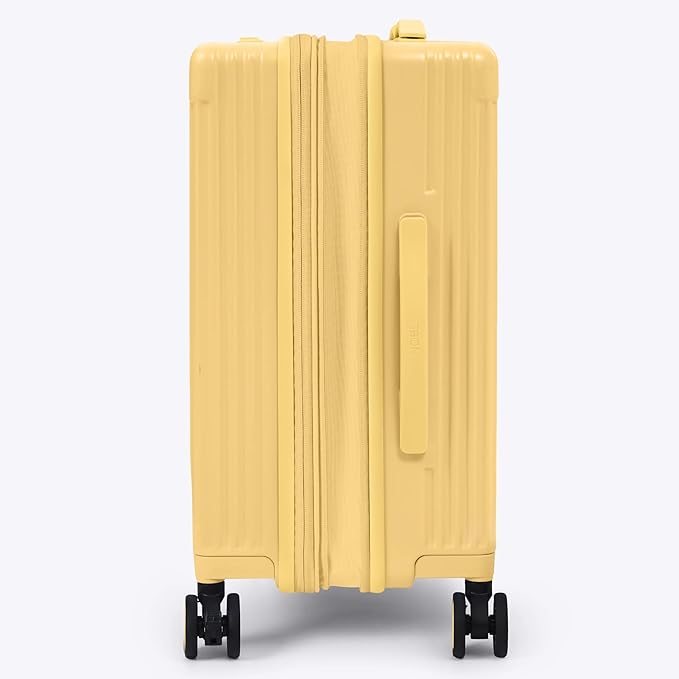 NOBL Travel Carry On Expandable Luggage, Noble Aluminum Frame PC Hard Shell Suitcase, 22.5”x14.2”x9.8” Airline Approved, 360° Spinner Wheels, TSA Lock, USB Charging, Cup & Phone Holder - Butter Yellow