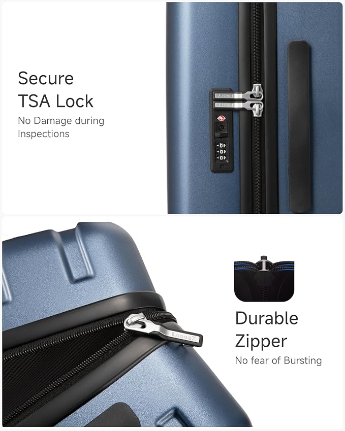 LUGGEX Carry On Luggage 22x14x9 Airline Approved, L2 100% PC Hard Shell Travel Suitcase with Smooth Spinner Wheels, TSA Lock (EX-Core, White, 20 Inch, 40L)