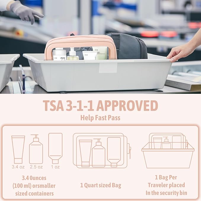 3PCS Clear Toiletry Bag,TSA Approved Travel Pouch with Zipper for Cosmetics and Toiletries，Diaper Bag Organizer Pouch Set, Purse Organizer and Clear Car Bag for Women and Kids