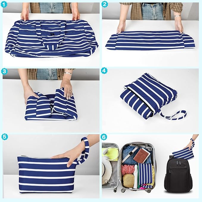 HUANLANG Extra Large Beach Bag Waterproof Beach Totes Bags for Women Men,Pool Bag with Zipper Wet Pocket