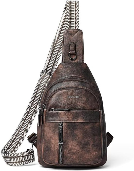 7L Sling Bag For Women Men Backpack Fanny Pack Crossbody Chest Travel Shoulder Belt Bags Purse Handbag PU Leather