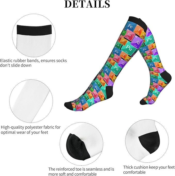 Compression Socks Knee High Circulation Support Socks For Women Men Athletic Running Work Hiking Cycling Travel
