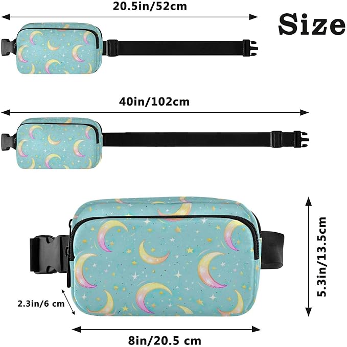 Gradient Moons Star Fanny Pack for Women Men Water Resistant Fashion Waist Packs with Adjustable Strap Belt Bag for Travel Workout Jogging Hiking 21219043