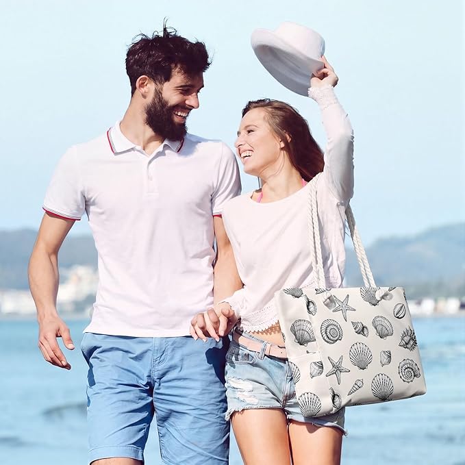Pleneal Beach Bags For Women - Large Beach Bags with Zipper Waterproof Sandproof Swim Pool Beach Bag