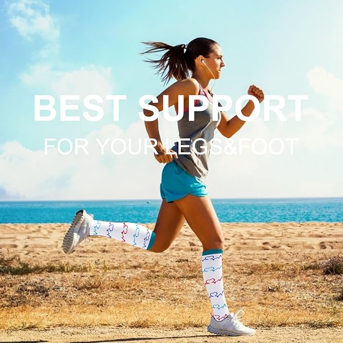 bropite Flora Compression Socks for Women & Men-Knee high 6 Pairs 20-30mmhg Support Running Nurse Travel