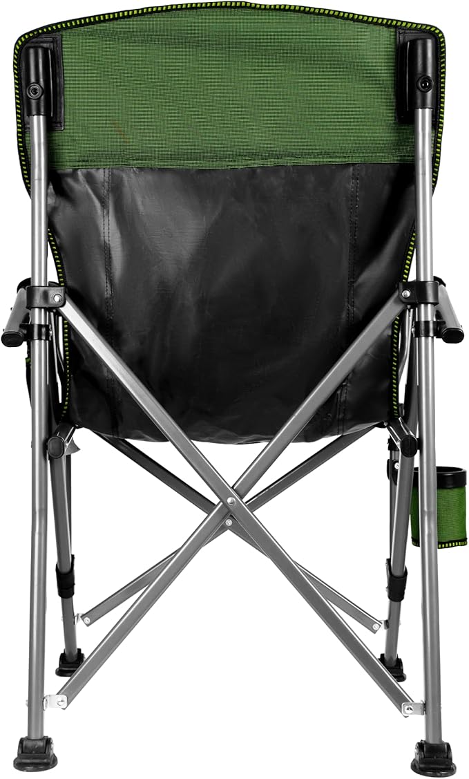 Folding Camping Chair with Cup Holder and Storage Bag, Heavy Duty Support 400 LBS, Oversized Collapsible Portable Camping Chair for Outdoor Camp, Picnic, Travel, Fishing Green