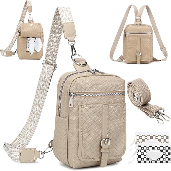 MYHOZEE Small Diaper Bag Crossbody Sling Purse for Women - 2 in 1 Leather Backpack with 2 Straps for Short Trips Work Daily | Mini diaper bag, Instant Wipes pocket, Adjustable Straps, Credit card slot, Moms and dads, Reusable Wipe pouchs