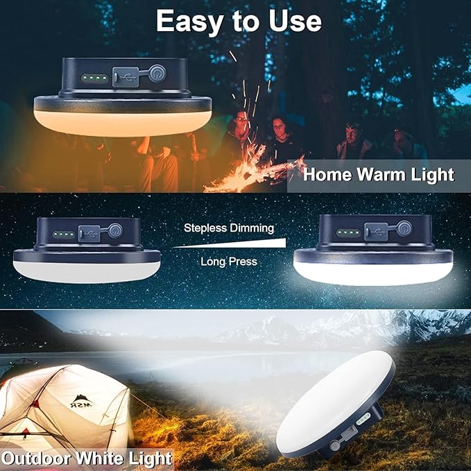 16500mAh 3000LM 3000K 6000K Flashlight Portable LED Camping Lantern Rechargeable Light 60W with Magnet IP65 Waterproof Tent Light Power Failure