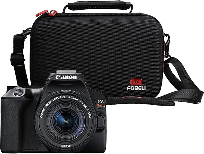 FBLFOBELI EVA Travel Storage Case for Canon EOS Rebel T7 / T8i / T5 / R50 / R100 DSLR Camera with 18-55mm Lens, Camera Protective Waterproof Carrying Bag (Case Only) (Black)
