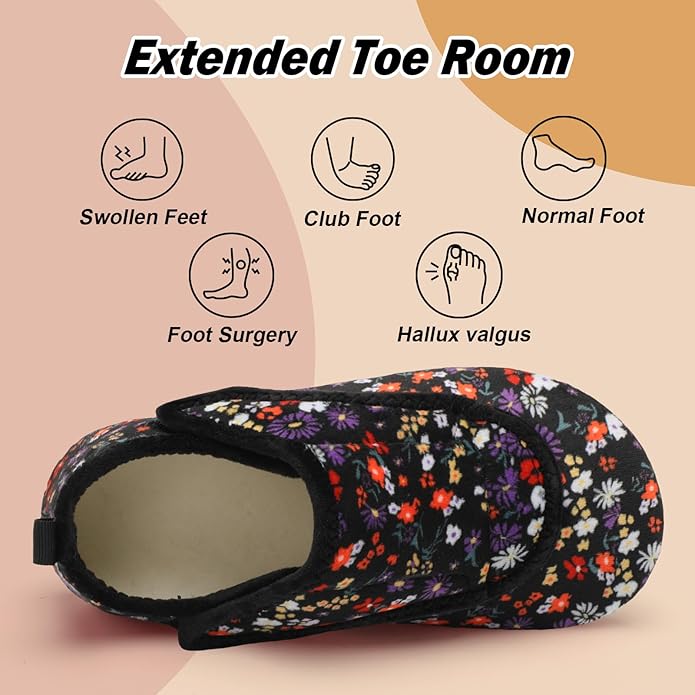 BARERUN Slippers for Women Men Wide House Diabetic Shoes for Women Men Warm Arthritis Edema Swollen Neuropathy Socks Slip on Adjustable Fuzzy Comfy Soft Womens Mens Bedroom Sliipers
