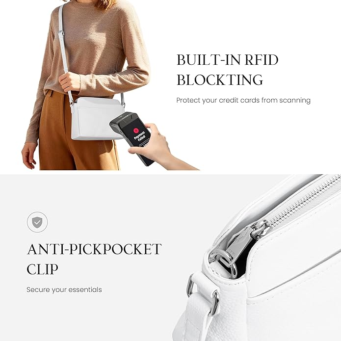 befen Anti-theft Crossbody Bag for Women Genuine Leather, Small Cross Body Shoulder Handbags with RFID Card Slots