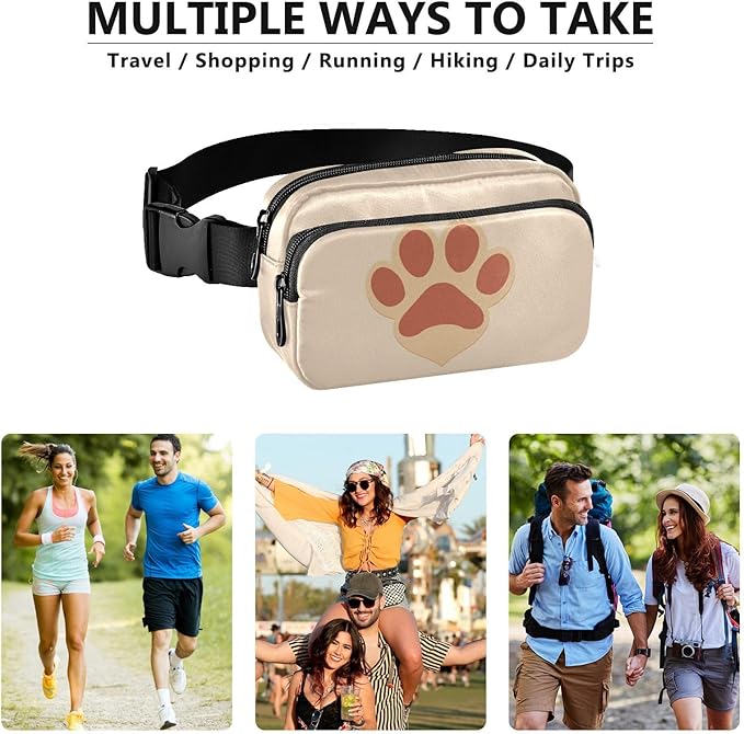 Cat Dog Paw Fanny Pack for Women Men Water Resistant Fashion Waist Packs with Adjustable Strap Belt Bag for Travel Workout Jogging Hiking 21218909 Cat Dog Paw