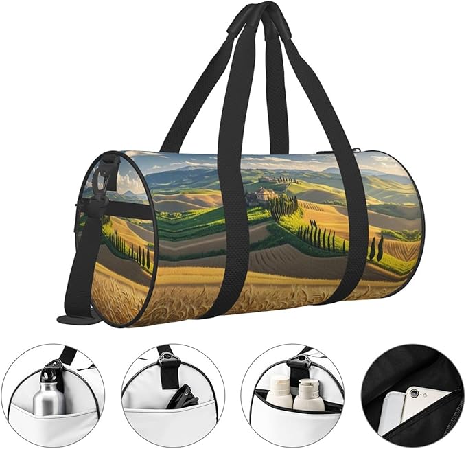 Italy Tuscan Travel Duffel Bag Sports Gym Bag, Lightweight Overnight Weekender Bag With Shoes Compartment Yoga Gym Sports Bag For Men Women