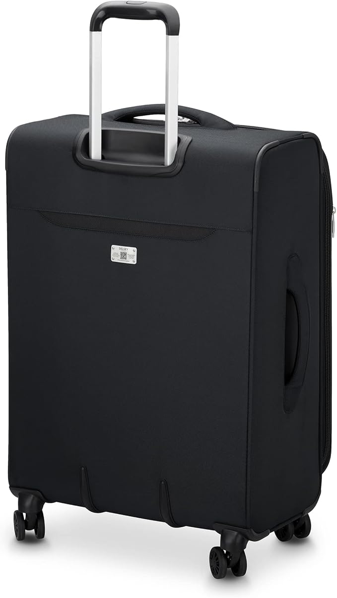 DELSEY PARIS Sky Max 2.0 Softside Expandable Luggage with Spinner Wheels, Black, Checked-Medium, 24 Inch