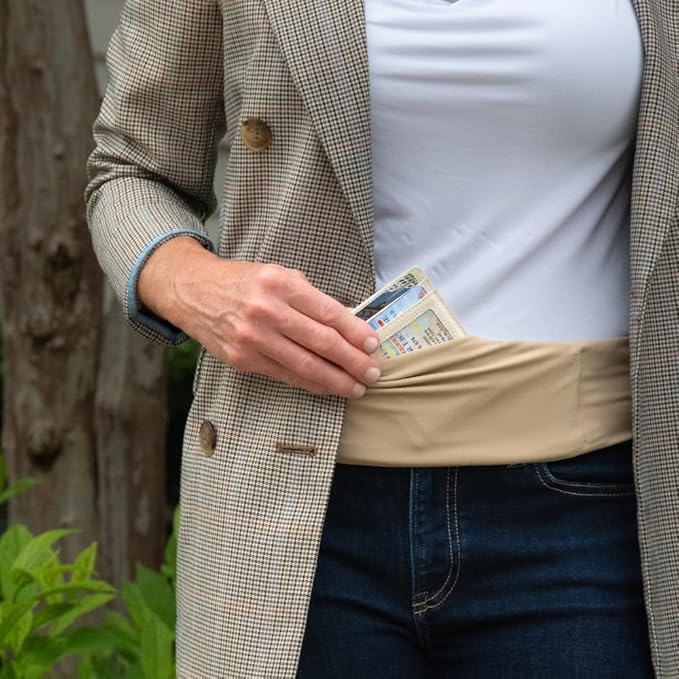 BANDI Plus Size Fanny Pack for Women - Travel-Ready Pocket Belt with Secure Hidden Money & Running Belt for Phone, Passport, Keys, & Medical Devices, Adjustable Fit, Comfortable (Taupe)