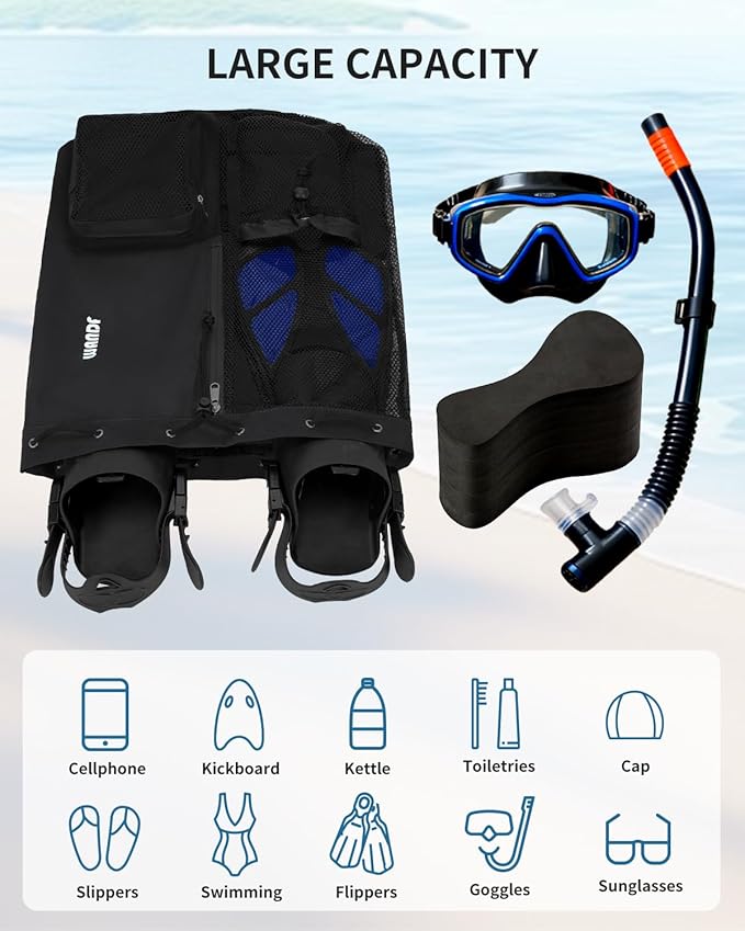 WANDF Swim Bag Mesh Drawstring Backpack with Wet Pocket for Swimming, Gym, and Workout Gear