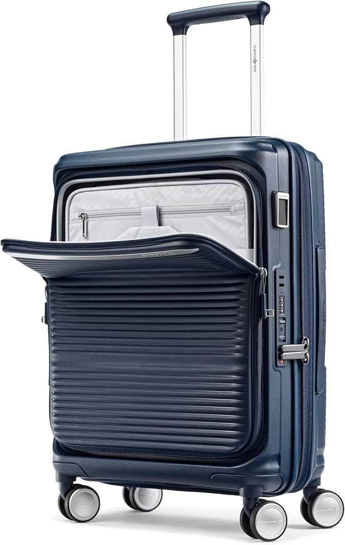Samsonite Paralux Carry-On Luggage - Innovative Design - Quick Access Front Pocket - Dual Suspension Wheel Technology - TSA Lock - Expandable - Includes Removable Packing Cubes - Midnight Navy