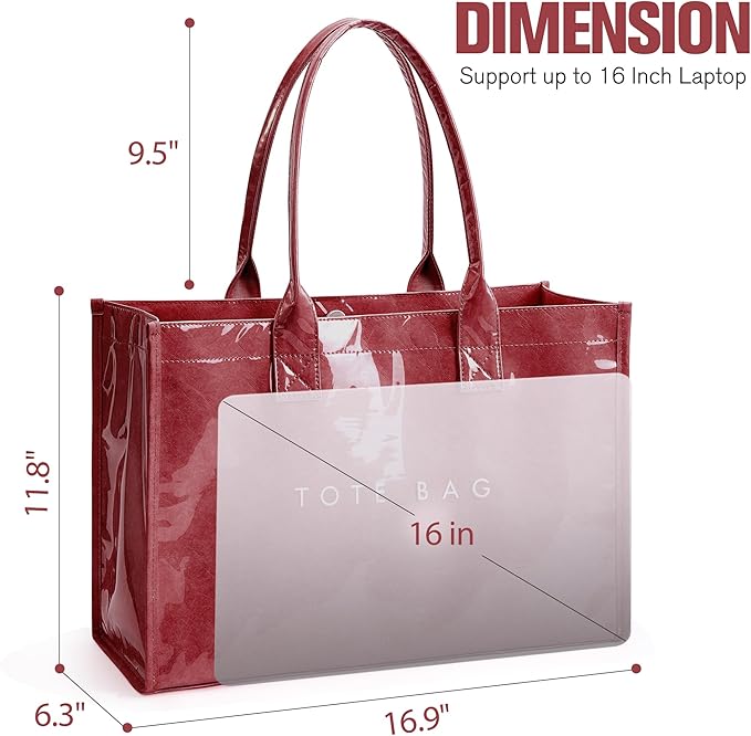 KALIDI PVC Tote Bag Women’s Kraft Paper Work Handbags Purses with Top Handle