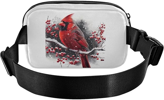Snowflake Cardinal Berries Branches Fanny Pack for Women Men Water Resistant Fashion Waist Packs with Adjustable Strap Belt Bag for Travel Workout Jogging Hiking 21218934