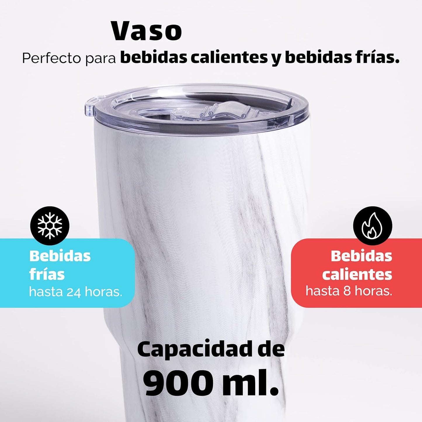 NORDAY | Tumbler with Lid - 30oz - White Marble Insulated Tumbler - Stainless Steel Tumblers - Double Wall Insulated Travel Coffee Mug for Car Cup Holder - Keeps Temperature for 24hr - Anti Spill Lid