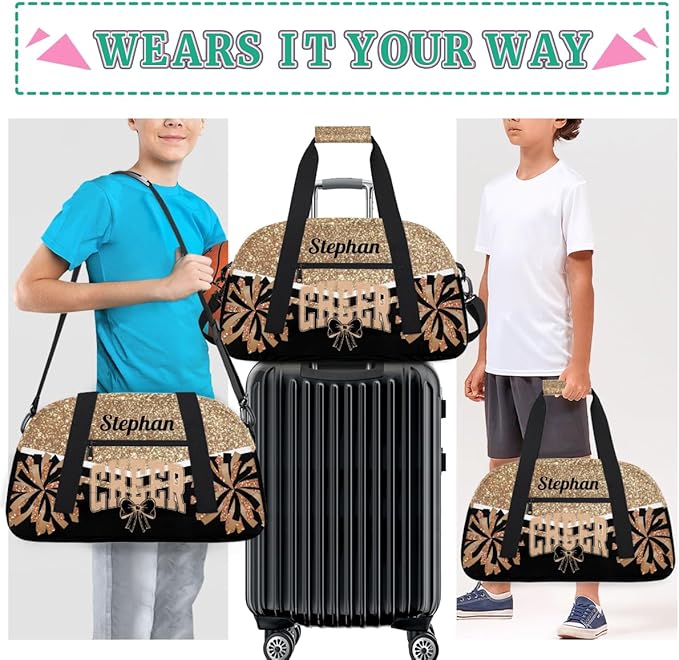 Cheer-Bag for Girls Customized Cheer-Gifts with Name Cheerleading Bag Gym-Duffel-Bag Gold Cheerleaders