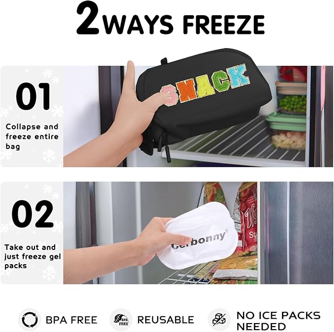 Cerbonny Freezable Lunch Bag for Work School Travel,Leak-Proof Small Lunch Bag