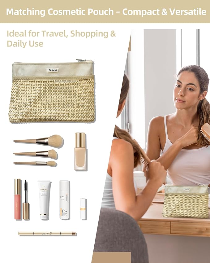 Mesh Beach Tote Bag Packable,2026 New 2-in-1 Large Lightweight Foldable Beach Bags with Multiple Pockets for Women