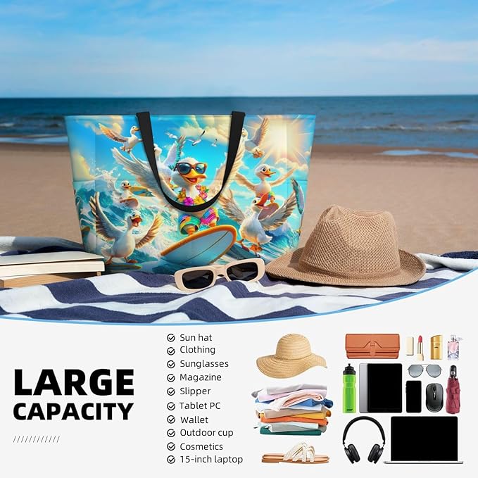Large Beach Tote Bag Beach Bag Waterproof Sandproof Lightweight Women Tote