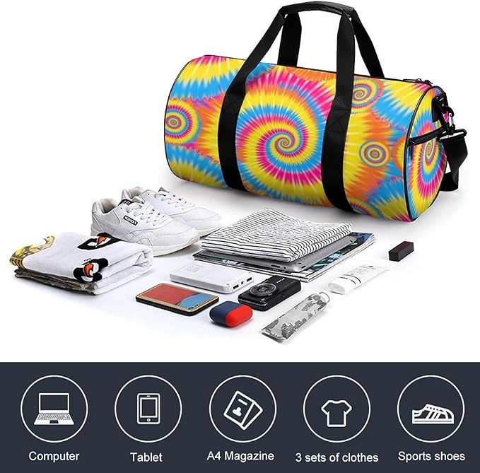 Gym Sports Travel Workout Bag Tie Dye (4) Dance Yoga Gymnastics Bag Basketball Football Weekender Bags for Men Women