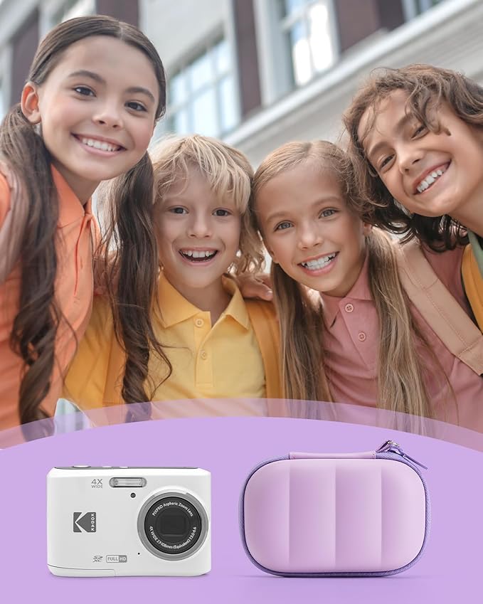 Digital Camera Case Compatible with CAMKORY DC403/ KODAK PIXPRO FZ55/ FZ45/ STUOGYUM DC402-AF, Small Hard Shell Bag with SD Card Storage for Travel (Violet)