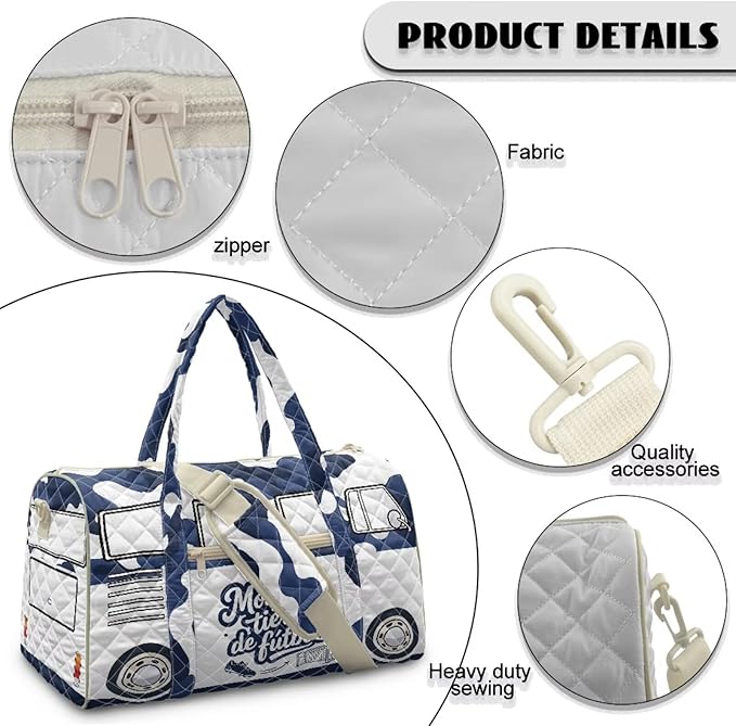 COEQINE Monterrey Van Car Travel Duffel Bag for Men Quilted Tote Bag For Mens Carry on Duffel Bag for Men Hanging Suitcase Suit Travel Bags