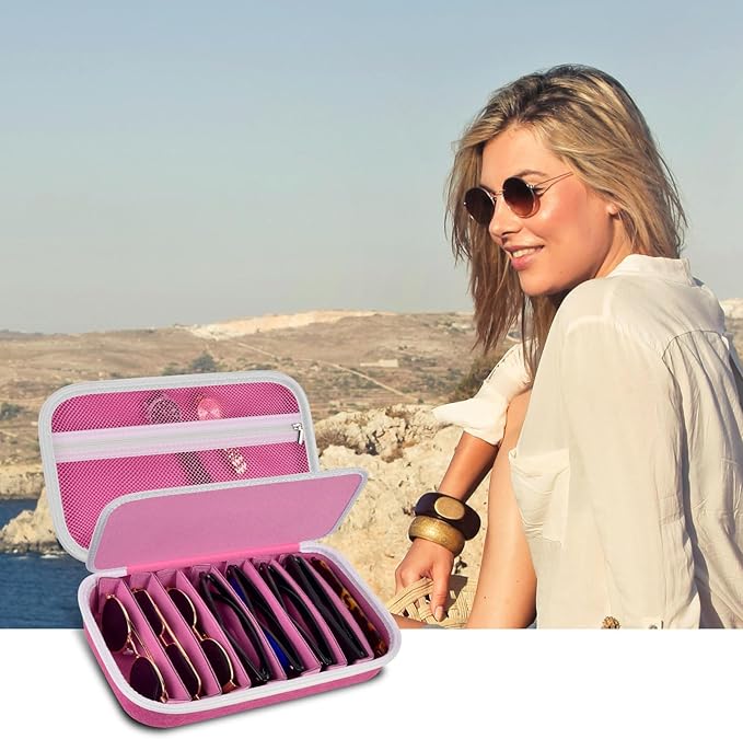 Travel Sunglass Organizer Case for 8 Pairs Polarized Sunglasses, Storage Box for Multi-style Dressers (Bag Only)