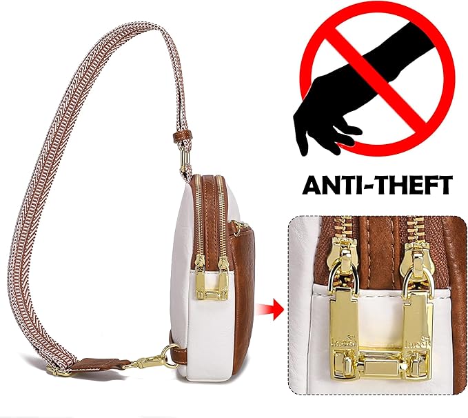 Haytijoe RFID Anti-Theft Sling Bag for Women, Small Crossbody Travel Purse with Locking Zippers, Lightweight Everyday Bag