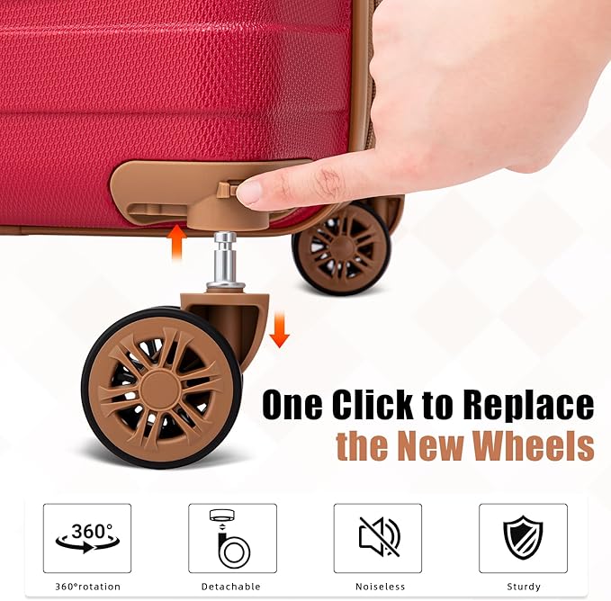 Luggage Sets 5 Piece Durable Suitcase Set with Spinner Wheels, Hard Shell Carry on Luggage with TSA Lock, Large Checked Travel Suitcases for Men and Women