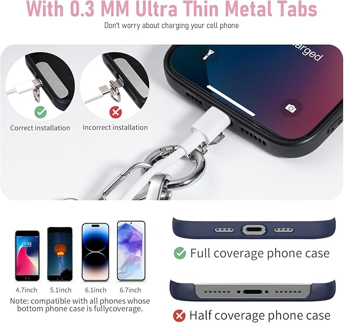 Clip and Go Strap for Phone with Wallet Crossbody Phone Lanyard and Detachable Checkered Bag with ID Window and RFID Pouch for Daily Travel. Strawberry