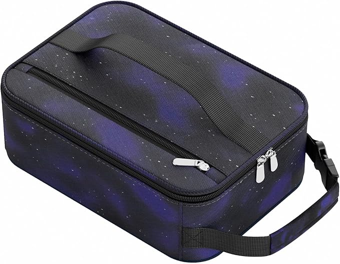 HowFly Small Lunch Bag - Insulated Lunch Box Bag for Women Men - Portable Thermal Reusable Meal Cooler Bags with Buckle Handle for Work School - Starry Sky